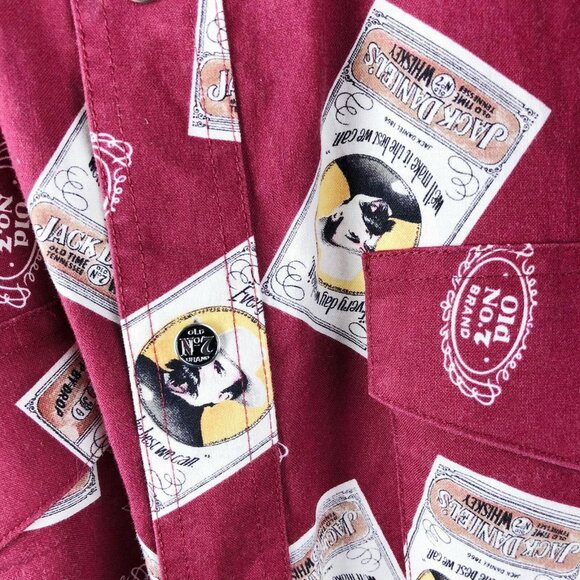 JACK DANIELS Shirt Mens Size XL Western Snap Long Sleeve Cowboy Old No 7 Whiskey - Picture 5 of 5